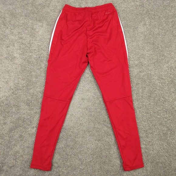 Adidas Track Pants Mens Small Red White Striped Athletic Tapered Climalite Logo - Picture 2 of 11